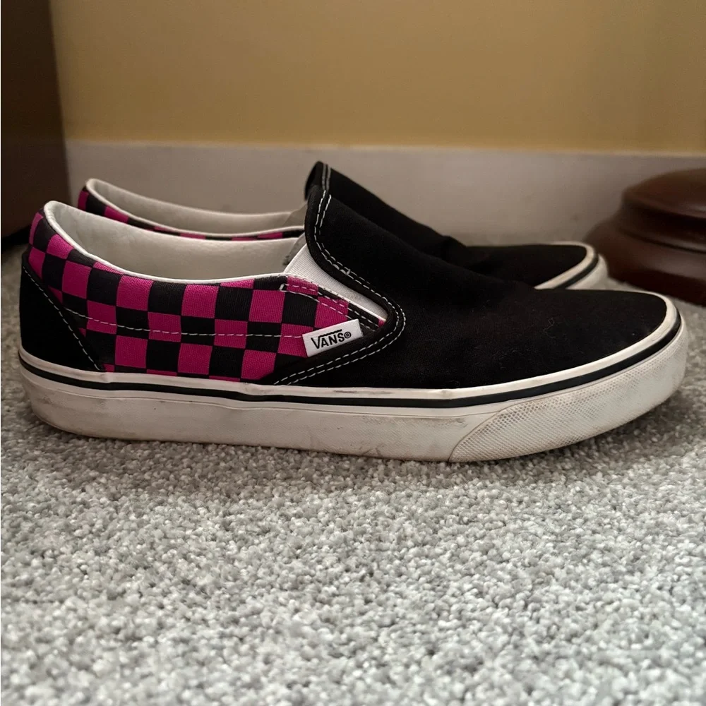Vans Black and Pink Checkered Slip-Ons - Picture 5 of 7